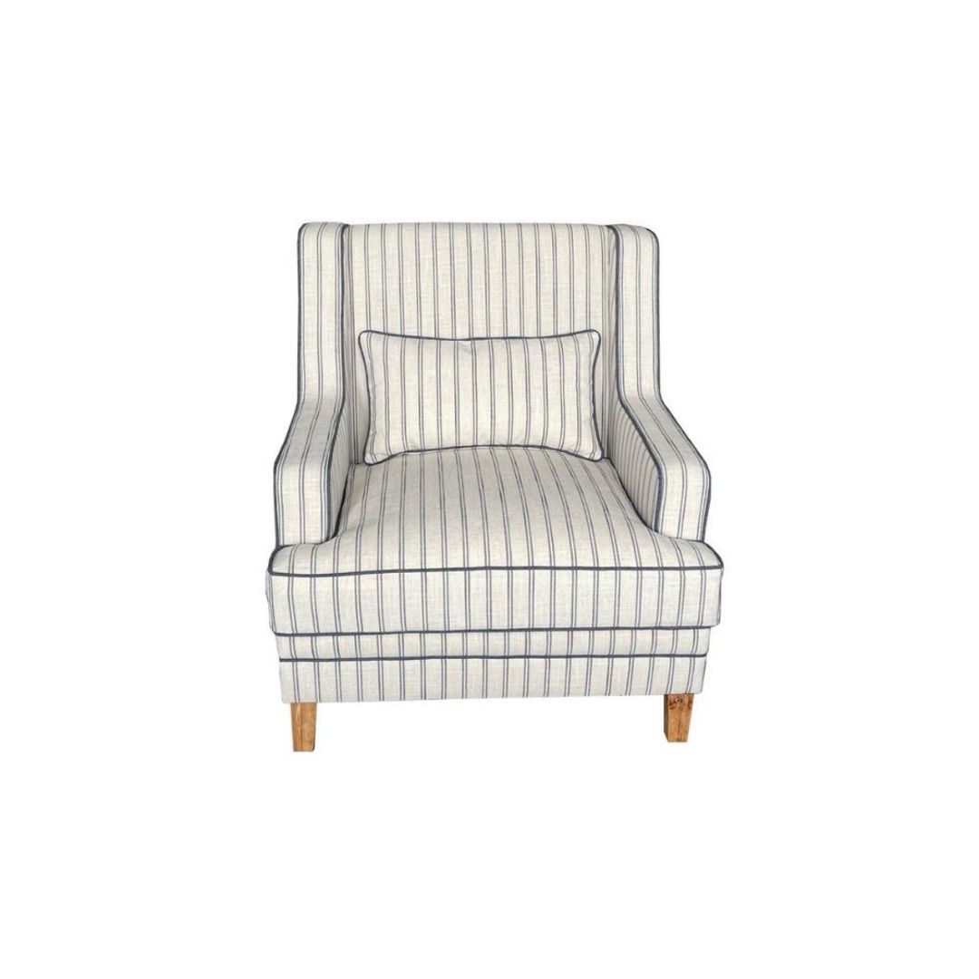Georgia Feather Filled  Armchair Blue & White image 0